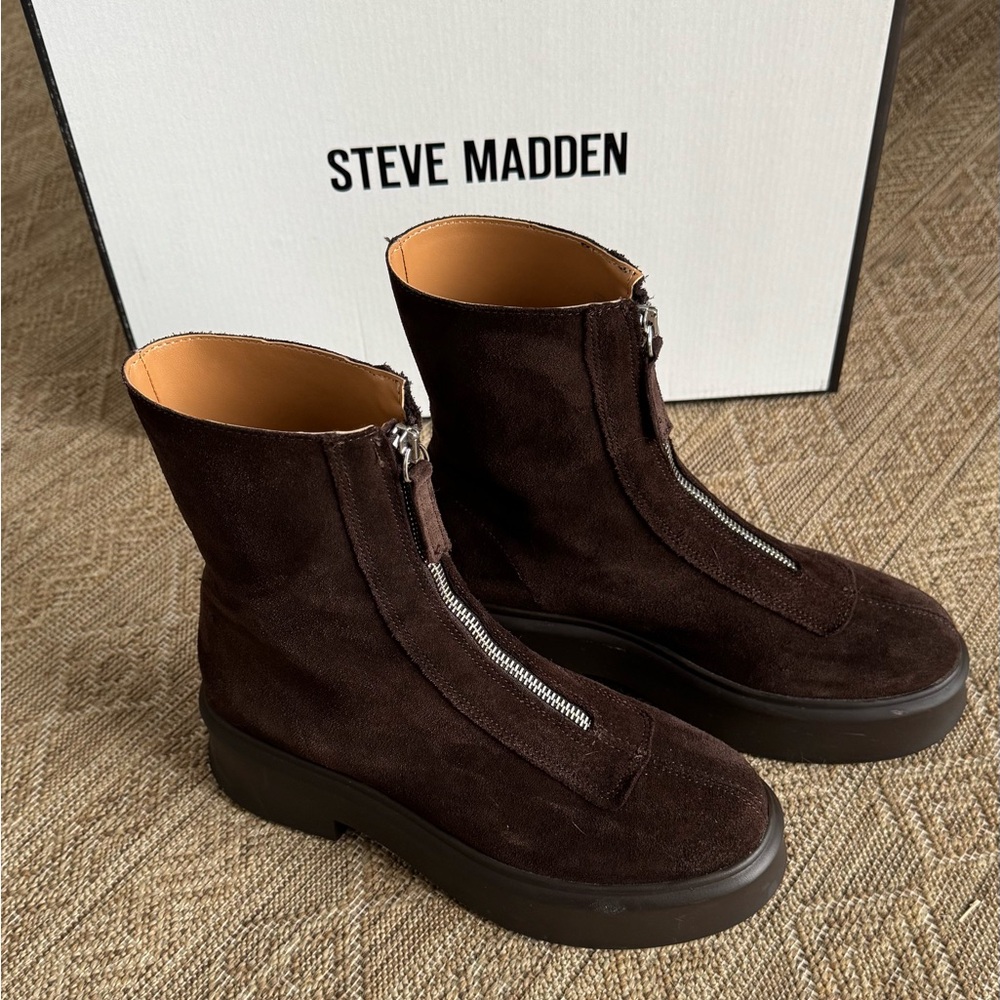 Steve Madden Jones Chocolate Brown Suede Boots 7